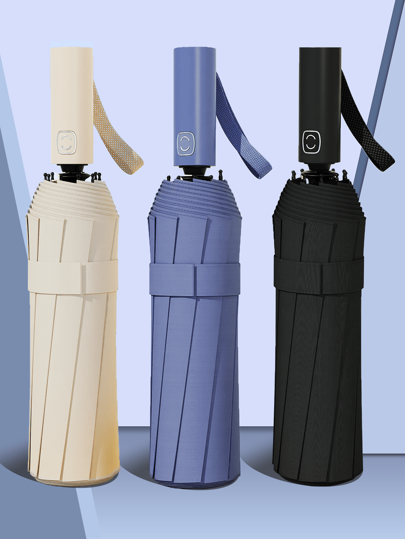 Ombrello grande e automatico pieghevole di alta qualità, a prova di pioggia e vento, robusto, adatto per famiglia ed intrattenimento all'aperto, per protezione dalla pioggia e dal sole (il colore del rivestimento in tessuto, delle stecche e il motivo a lettere in inglese vengono assegnati casualmente) con disegno a cuore di San Valentino per ragazzi