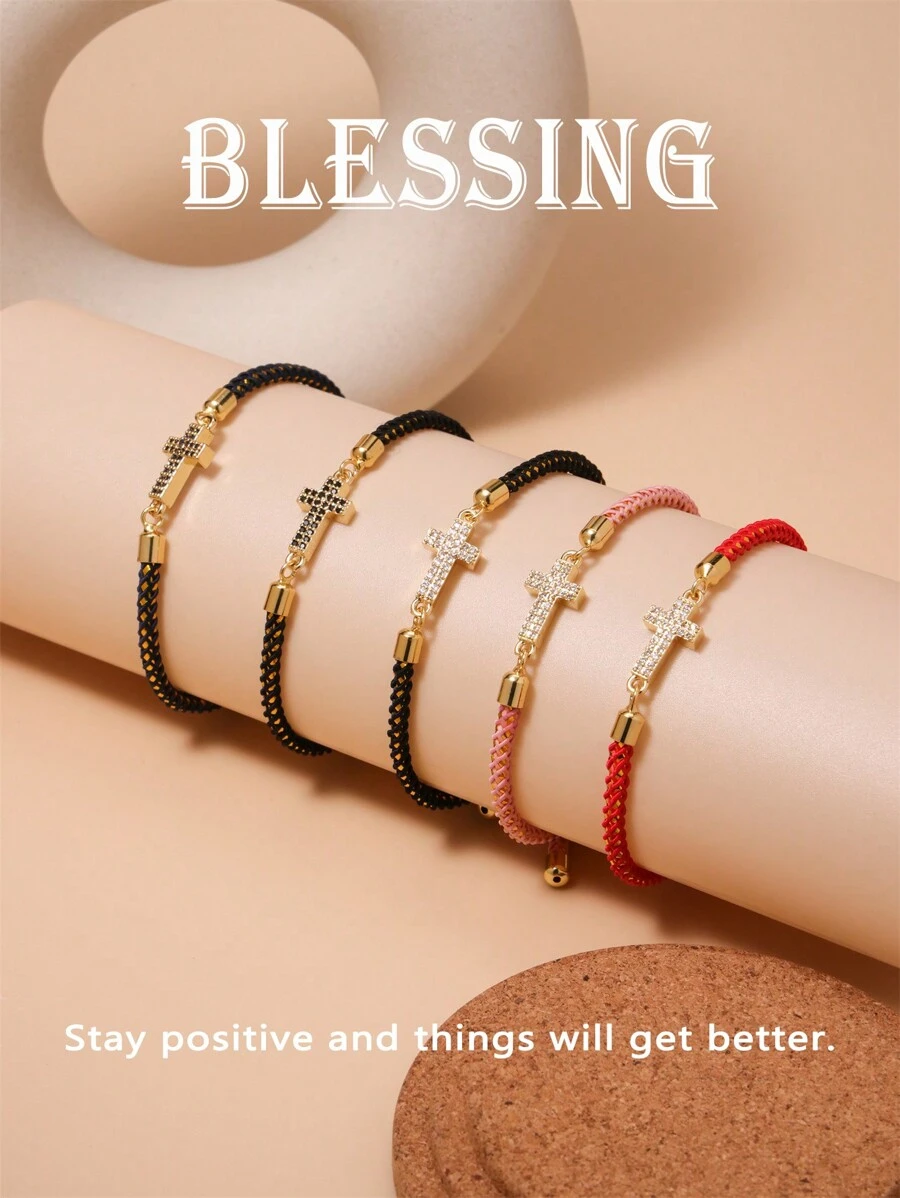 1 Vòng tay có thể điều chỉnh hình thánh giá nhiều màu sắc và phước lành, món quà trang sức hoàn hảo cho nam và nữ, bạn bè và gia đình - phong cách 1 - Xem 1