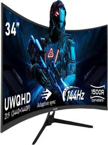 GAWFOLK 32 Large Curved Screen, Exclusive Computer Monitor For E-Sports Games, 1500R PC Screen 165hz 3440x1440, Curved Computer Screen, Support FreeSync, Support Wall Mounting, The Best Gift For Boyfriend, Husband And Dad, Must-Have Gift For Christmas Carnival