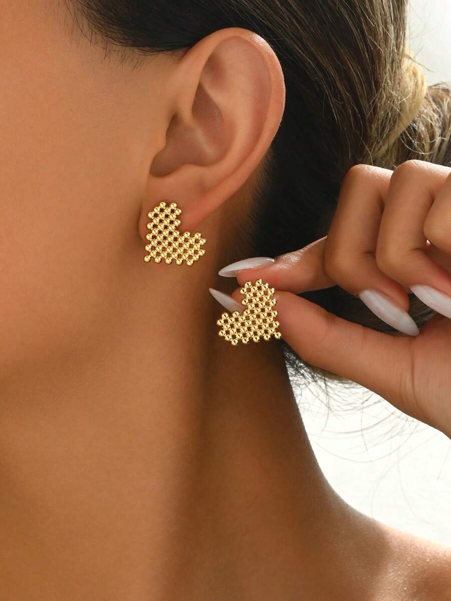 18K 镀金 1 对经典几何耳环，适合工作和休闲，优雅女性