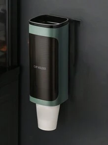 No Drill Water Dispenser Paper Cup Holder, Disposable Paper Cup Plastic Cup Wall-Mounted Cup Dispenser, Dustproof Automatic Cup Holder