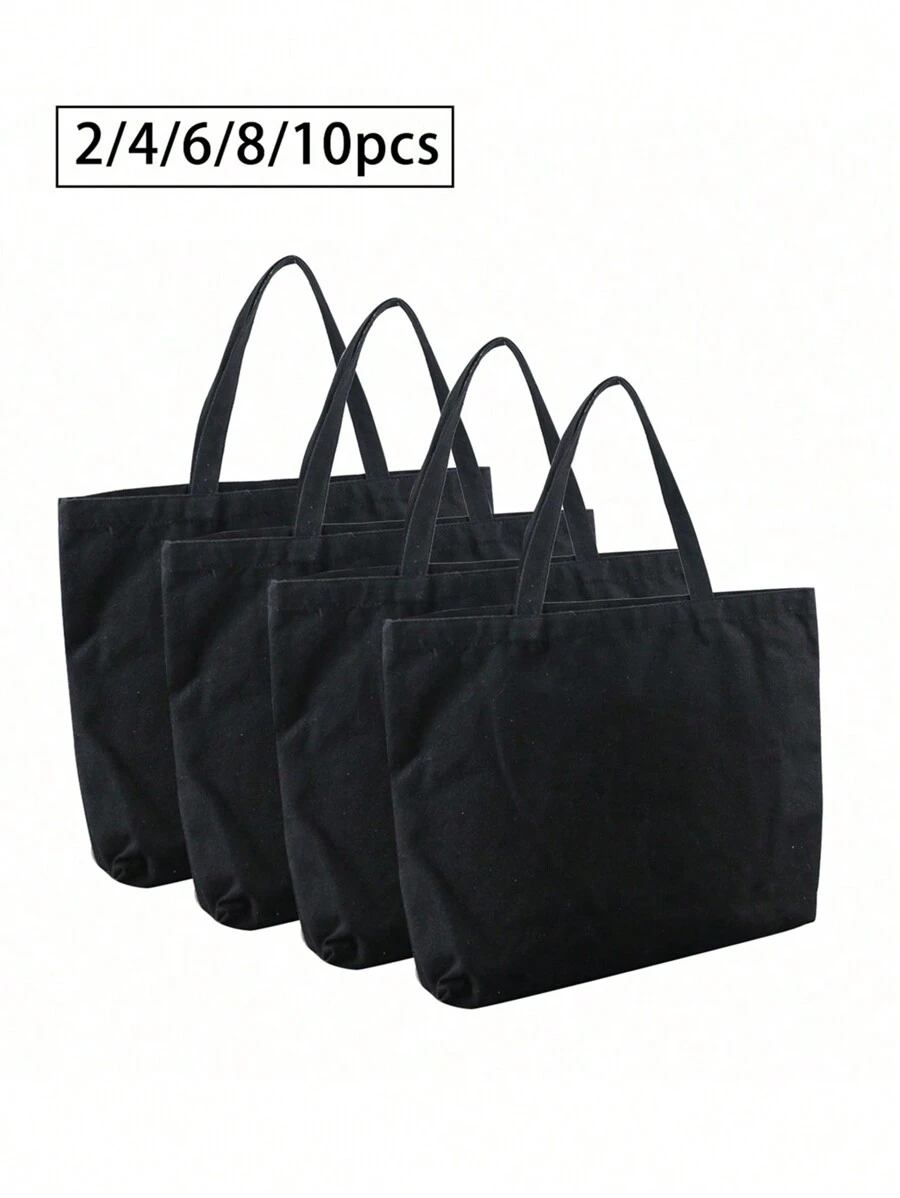 黑色帆布手提袋，适合用作年会礼品袋，DIY设计，简约优雅，也可作伴娘婚礼礼品袋、化妆包、旅行收纳袋、大容量旅行化妆包：户外美妆的完美之选！适合婚礼、生日、海滩和假期，是馈赠亲朋好友的最佳礼物。这款大容量手提袋也适合学生、返校季和教师使用。 - 黑色 - 查看 1