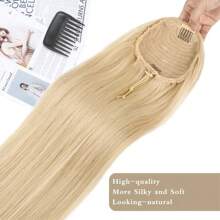 #613 Blonde Straight Drawstring Ponytail Clip In Hair Extensions Unprocessed Human Hair Extensions 16-26Inch For Women - S613 - View 6