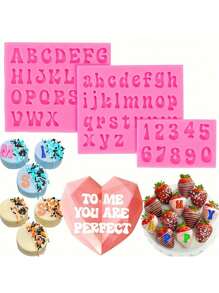 Bộ 3 khuôn silicon hình chữ cái và số, khuôn kẹo sô cô la hình chữ cái và số hoạt hình 3D, thích hợp để trang trí bánh DIY, làm bánh, dụng cụ nhà bếp, đồ dùng nhà bếp gia đình. - Nhiều màu - Xem 2