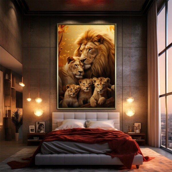 Quadro Decorativo GRANDE Alta Resolução Para Sala Quarto Escritório Hall Quadro Família Unida 3 Filhotes