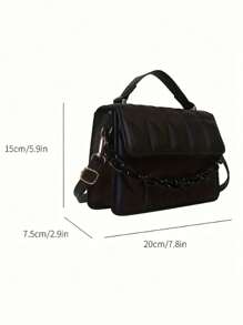 2024 New Fashion Shoulder Diagonal Package, Simple Diamond Grid Popular Handbag With Detachable Strap - Black - View 4