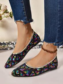 Dép đi biển trang trí kim tuyến thời trang nữ, xỏ ngón, chống trượt, đế bằng, nhiều màu - Nhiều màu - Xem 4