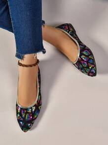 Dép đi biển trang trí kim tuyến thời trang nữ, xỏ ngón, chống trượt, đế bằng, nhiều màu - Nhiều màu - Xem 6