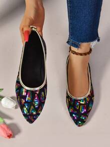 Dép đi biển trang trí kim tuyến thời trang nữ, xỏ ngón, chống trượt, đế bằng, nhiều màu - Nhiều màu - Xem 1