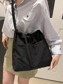 1 Túi đeo vai thời trang thường ngày cho nữ, Túi đựng nước chéo vai có dây rút dung tích lớn - Nhiều màu - Xem 5