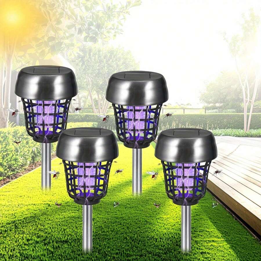 "Solar Efficient Mosquito Repellent" Outdoor Mosquito Killer-4-Piece /2-Piece Suit, Two-Color Lighting Mode, Suitable For A Variety Of Scenes (Courtyard/Garden/Balcony), Easily Enjoy A Mosquito-Free Life.