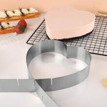 1 pieza Molde ajustable en forma de corazón de acero inoxidable para mousse, molde para hornear herramienta DIY