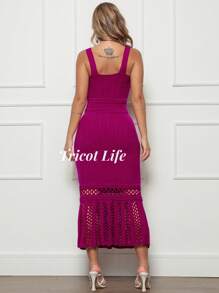 Women's Party Midi Dress Knit Modal Braid High Relief Long Dress Elegant New Year's Eve Christmas Body Shaper White Red - 玫瑰紅 - 查看 2
