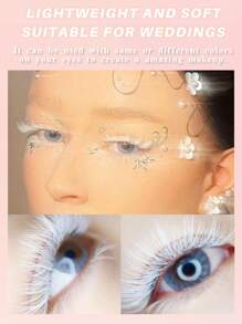 aHoneya 60pcs D Curl 40P White Eyelashes, White Flower Lashes, DIY Wedding White Eyelashes, Winter Snowflake Eyelashes, Mixed 10-14mm - D - View 4