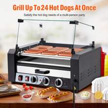 EastVita 30 Hot Dog 11 Roller Grill Cooker Machine With  Cover,1950W Stainless Commercial Sausage Grill Cooker Machine - US B Type Plug(110-127V) - View 7