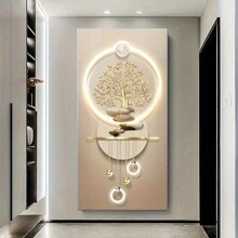 Póster de lienzo con estilo artístico moderno art decó y glamuroso con diseño del árbol de la vida, arte de pared para interiores y exteriores para sala de estar, dormitorio, oficina en casa - Pintura decorativa con temática de moda sin marco