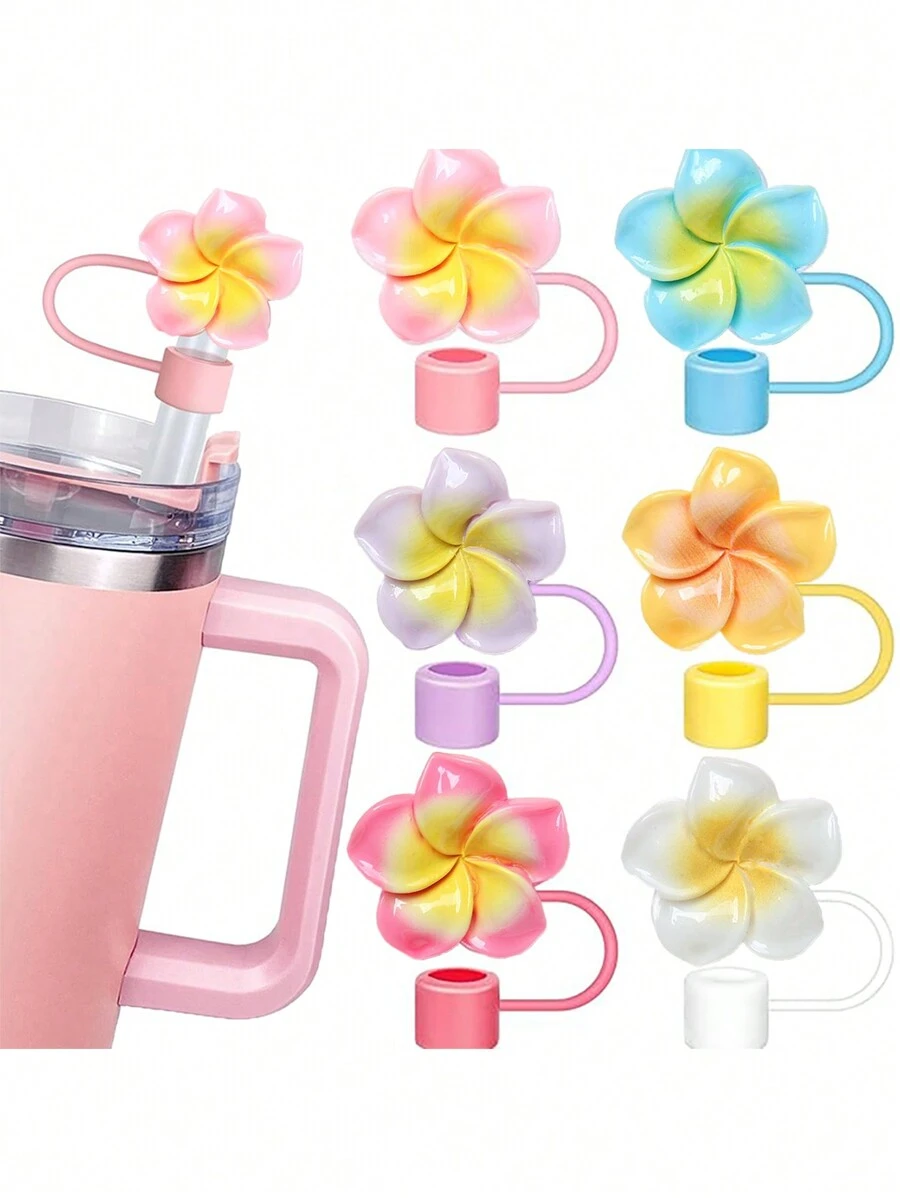 1pc/6pcs Flower Straw Lids, Fit For 30oz & 40oz Cups, 10mm Silicone Straw Caps, Reusable, Dustproof, Minimalist Straw Covers, Cup Accessories, Mother's Day Gift - Bauhinia - View 1
