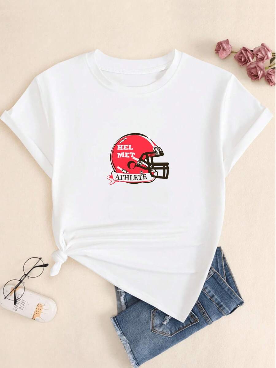 Retro Style Streetwear Cotton T-Shirt Text Pattern Women T-Shirt Comfortable Stylish Summer - trắng - Xem 1