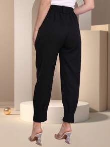 CARROT JOGGER PANTS TAILORED FOR WOMEN WITH ZIPPER HEM - Black - View 3