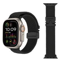1pc 2025 New Black Nylon Braided Solo Loop Strap Compatible With Apple Watch Band 46mm 45mm 42mm 44mm 41mm Braided Nylon Sport Bracelet Apple Watch Series 10 9 8 SE 5 6 7 Ultra 49mm Strap