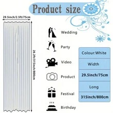 1 pezzo Tenda bianca in tulle per arco di 3,15 metri per decorazione di cerimonia e ricevimento nuziale, forniture per matrimonio, decorazione appesa per matrimonio, regalo di San Valentino, Natale