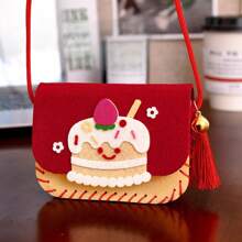 1pc DIY Crossbody Bag Hand-Sewn Material Bag Kindergarten Parent-Child Nonwoven Gift Homemade Coin Purse