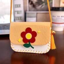1pc DIY Crossbody Bag Hand-Sewn Material Bag Kindergarten Parent-Child Nonwoven Gift Homemade Coin Purse