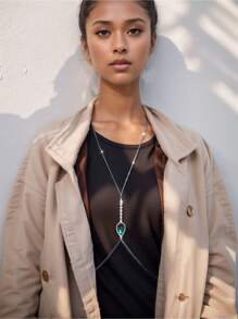 1 chiếc vòng cổ pha lê hình giọt nước thời trang, phụ kiện trang sức cơ thể gợi cảm cho phụ nữ - Nhiều màu - Xem 1