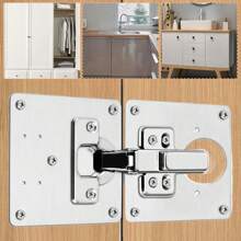 12PCS Cabinet Door Side Plates With 72 Screws Kit For Hinges Repaire Fixing Kitchen Cupboard - Silver - View 9
