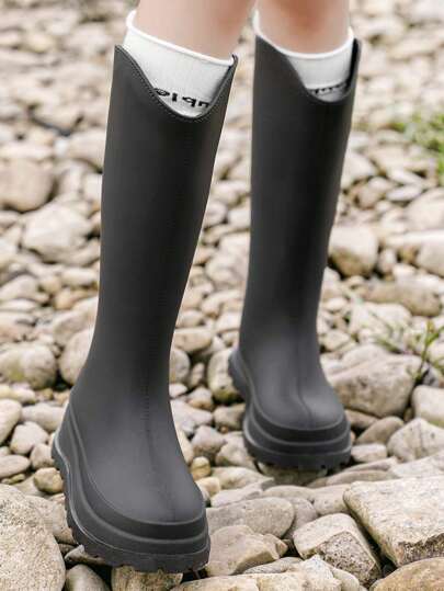 Women's Fashionable Waterproof Rubber Rain Boots, Winter Outdoor Anti-Slip High Shaft Rainshoes