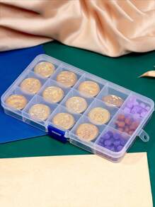 1入組15格漆封印章頭收納盒（不包括封印章頭），透明塑料首飾收納盒，帶網格和蓋子，大容量，方便攜帶和存儲 - 無色 - 查看 5