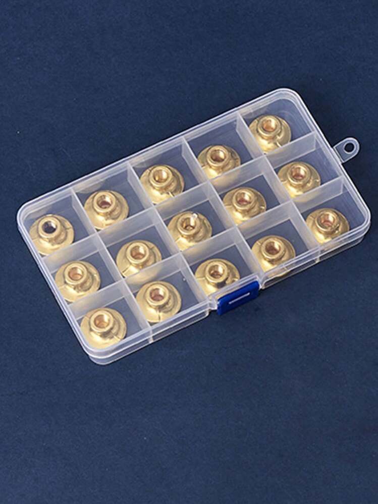 1pc 15 Compartment Lacquer Seal Stamp Head Storage Box (Seal Stamp Head Not Included), Transparent Plastic Jewelry Organizer With Grids And Lid, Large Capacity, Convenient For Carrying And Storing - Clear - View 1