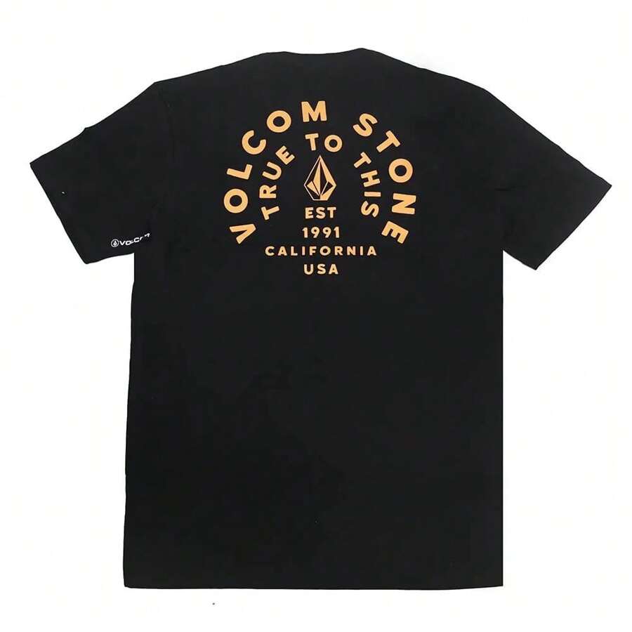 Volcom Stone True To This California Skateboard Skate Street T-Shirt Shirt Blouse Unisex Men Women 100% Cotton Top Premium Streetwear New Release Fast Shipping Various Colors!! Plus Size - 黑色 - 查看 1