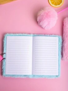 A6 Embroidered Bear Plush Notebook With Lock 1 Student Diary Book, Girls Magazine, Boys And Girls Gift Book 80 Inner Pages Two Styles To Choose From - Multicolor - View 2