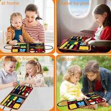 1 Stück Montessori Frühpädagogisches Lernspielzeug, sensorisches Aktivitätsentwicklungsboard für Kleinkinder, Vorschul Stille Buch Beschäftigungsboard Tasche, mit Malboard [Verfügt über Kindergeftifikat]