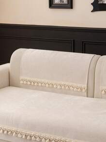 1 szt. Jednokolorowy pokrowiec na sofę Chenille, wzór z frędzlami, prosty styl pokrowca na sofę, lekki luksusowy luksusowy antypoślizgowy, zwierzęta domowe/kurz, uniwersalny pokrowiec na sofę do salonu/sypialni na 4 pory roku