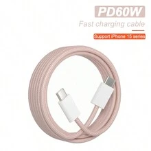 Paquete de 4 cables de carga rápida USB-C a Tipo-C trenzados de nailon, compatibles con 17 Pro Max/17 Pro/17/16/15 Pro Max/15 Pro/15 - Rosa, Azul, Morado, Gris - Multicolor - Ver 1