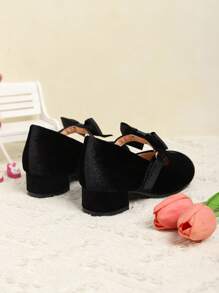 1 Pair New Fashion High Heeled Shoes For Little Girls, Suitable For Party, Wedding, Dance Performance, Outdoor Casual Wear, Fit For Autumn And Winter