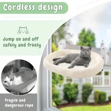 4-Suction Cup Cat Window Perch Cordless Hammock With Washable Removable Gray Cat Bed Mat Cover And Solid Metal Frame Cat Bed Seat - trắng - Xem 2