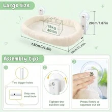 4-Suction Cup Cat Window Perch Cordless Hammock With Washable Removable Gray Cat Bed Mat Cover And Solid Metal Frame Cat Bed Seat - trắng - Xem 8