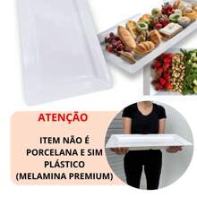 KIT 56 CM RECTANGULAR PLATE + 2 1.5 L BOWLS ROUND MELAMINE BOWL FOR PROFESSIONAL RESTAURANT - trắng - Xem 2
