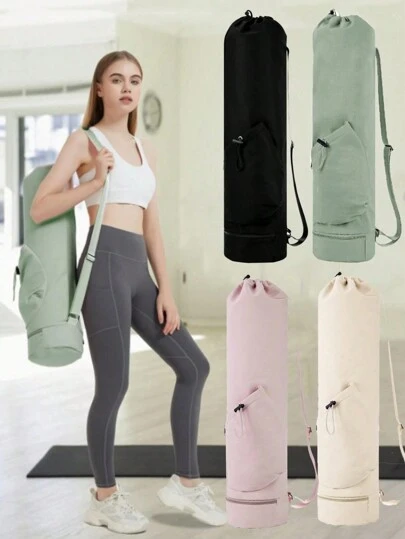 Bolsa para esterilla de yoga con bolsillo para botella de agua, bolsillo húmedo y cuerda ajustable, bolsa portaestera de yoga multifuncional para almacenamiento, bolsa de deporte y gimnasio - regalo para mujeres