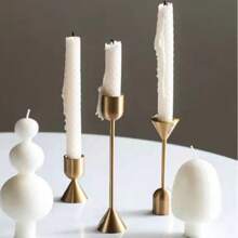 3pcs/Set Antique Bronze Small Ambiance Desktop Candle Holders Set, Home Decor & Party Decoration Candle Stands Gifts Birthday Graduation - Bronze - View 4