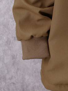 2pcs Tween Boys Casual Thermal Lined Hooded Jacket And Cargo Pants Set, Winter Outfit - Apricot - View 3