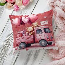 1 vỏ gối in hình xe tải màu hồng ngày lễ tình nhân 17,7*17,7in (45*45cm) (in một mặt), vỏ gối trang trí nhà cho giường, ghế sofa, giường ban ngày, thích hợp sử dụng hàng ngày hoặc tự sử dụng tối giản cao cấp, phòng khách, phòng ngủ - xe tải nền móng - Xem 7