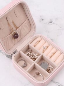 1 件珠宝盒、大容量珠宝收纳盒、珠宝整理盒、迷你珠宝盒、珠宝储蓄盒、便携式旅行珠宝盒、化妆盒、简易旅行和家居珠宝盒包、包、化妆包、梳妆台、旅行、化妆包、收纳、化妆品整理器、洗漱包、桌面整理器、化妆包、化妆袋、化妆品整理器、梳妆配件、化妆袋、化妆包、珠宝盒、小袋、化妆刷架、刷架、香水整理器、小袋包 - 粉色 - 查看 3