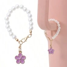 3 phụ kiện cốc màu ngẫu nhiên, mặt dây chuyền hoa ngọc trai thẩm mỹ, có thể sử dụng cho mặt dây chuyền cốc, màu tím/xanh lam/đỏ/hồng/đen và các màu khác của mặt dây chuyền, móc khóa nối, dây chuyền hoa đa chức năng, mặt dây chuyền hoa ngọc trai dễ thương, mặt dây chuyền hoa cây, quà tặng cho cô ấy. - Nhiều màu - Xem 3