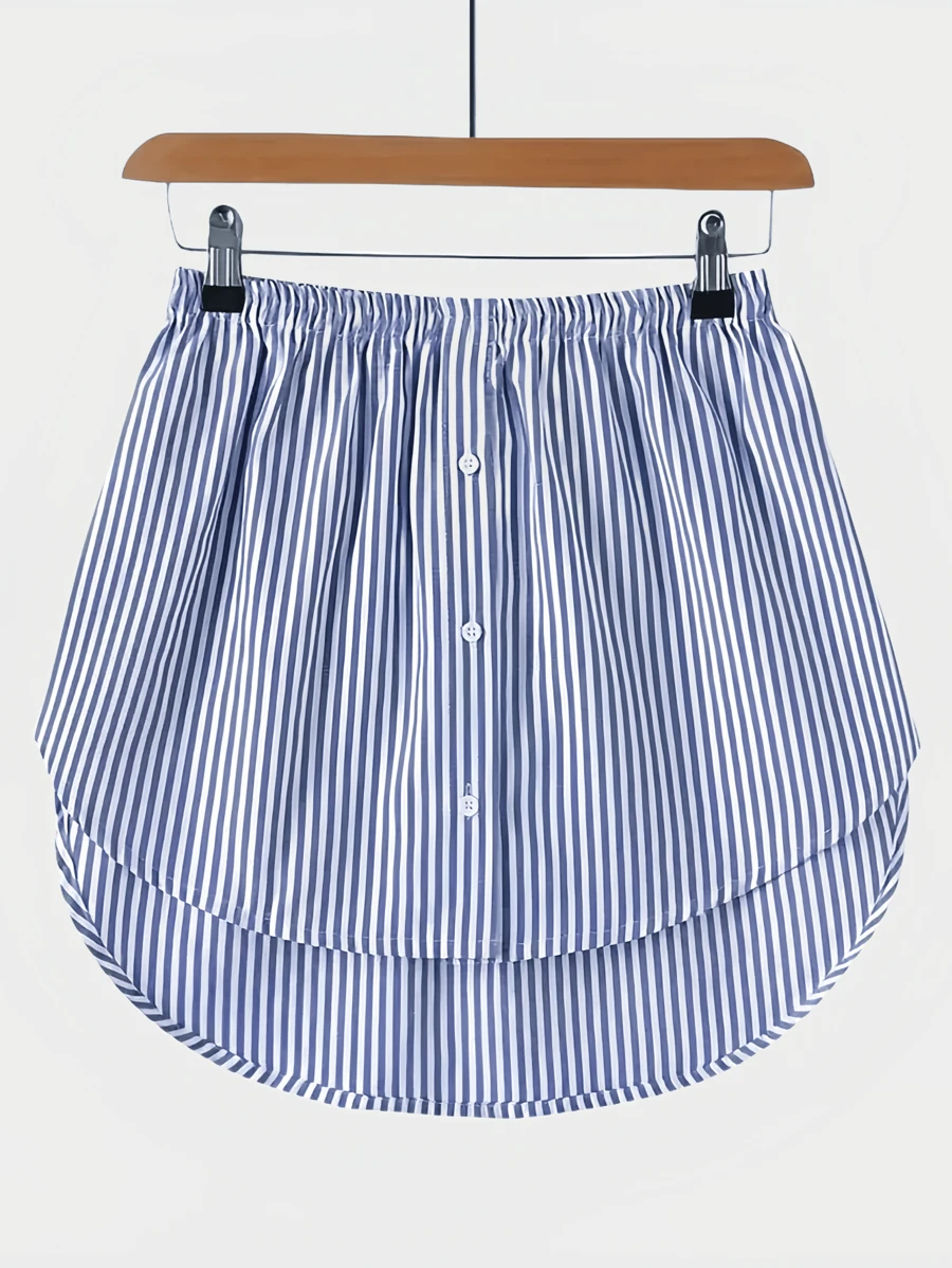 1 件弹性腰部延长器，适用于女式衬衫腰部插入物，可调节多层假衬衫下摆延长裙 - 藍白色 - 查看 1