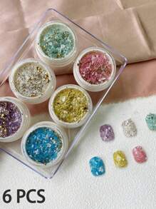 1/3/4/6盒装Y2K彩色亮片、Bh Bay亮片、贝壳亮片、美甲亮片、彩色亮片、金箔装饰和水钻配件、DIY美甲饰品、美甲宝石、美甲用品、美甲装饰品、圣诞美甲、法式美甲、情人节美甲用品 - 彩色 - 查看 10