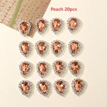 20 件 10x14 毫米泪珠彩色玻璃水晶纽扣、手工缝纫爪链边纽扣、DIY 头饰、服装、鞋子和包包缝纫配件 - 彩色 - 查看 7